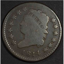 1814 CLASSIC HEAD LARGE CENT, VG NICE PLANCHET