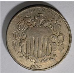 1867 SHIELD  NICKEL, AU