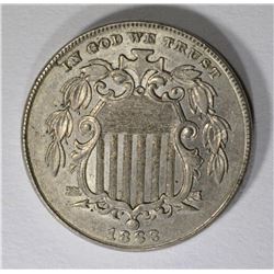 1883 SHIELD NICKEL, AU/BU
