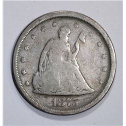1875-S 20-CENT PIECE, VG/FINE NICE