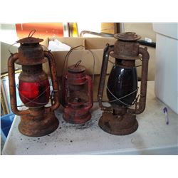 THREE VINTAGE KEROSENE LAMPS