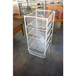 WHITE METAL SIX BASKET ORGANIZER