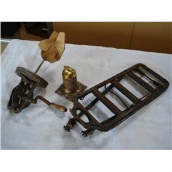 VINTAGE BIKE RACK BUTTER CHURN AND TABLE LIGHTER
