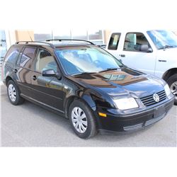 2003 VOLKSWAGEN JETTA 4 DOOR, BLACK WAGON, 234,000KM 5 SPEED, SUNROOF, REGISTRATION, CAR PROOF AND K