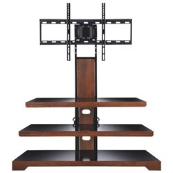 BRAND NEW IN BOX MODERN WOOD FINISH AND GLASS 3 IN 1 TV STAND FOR TVS UP TO 52 INCHES,