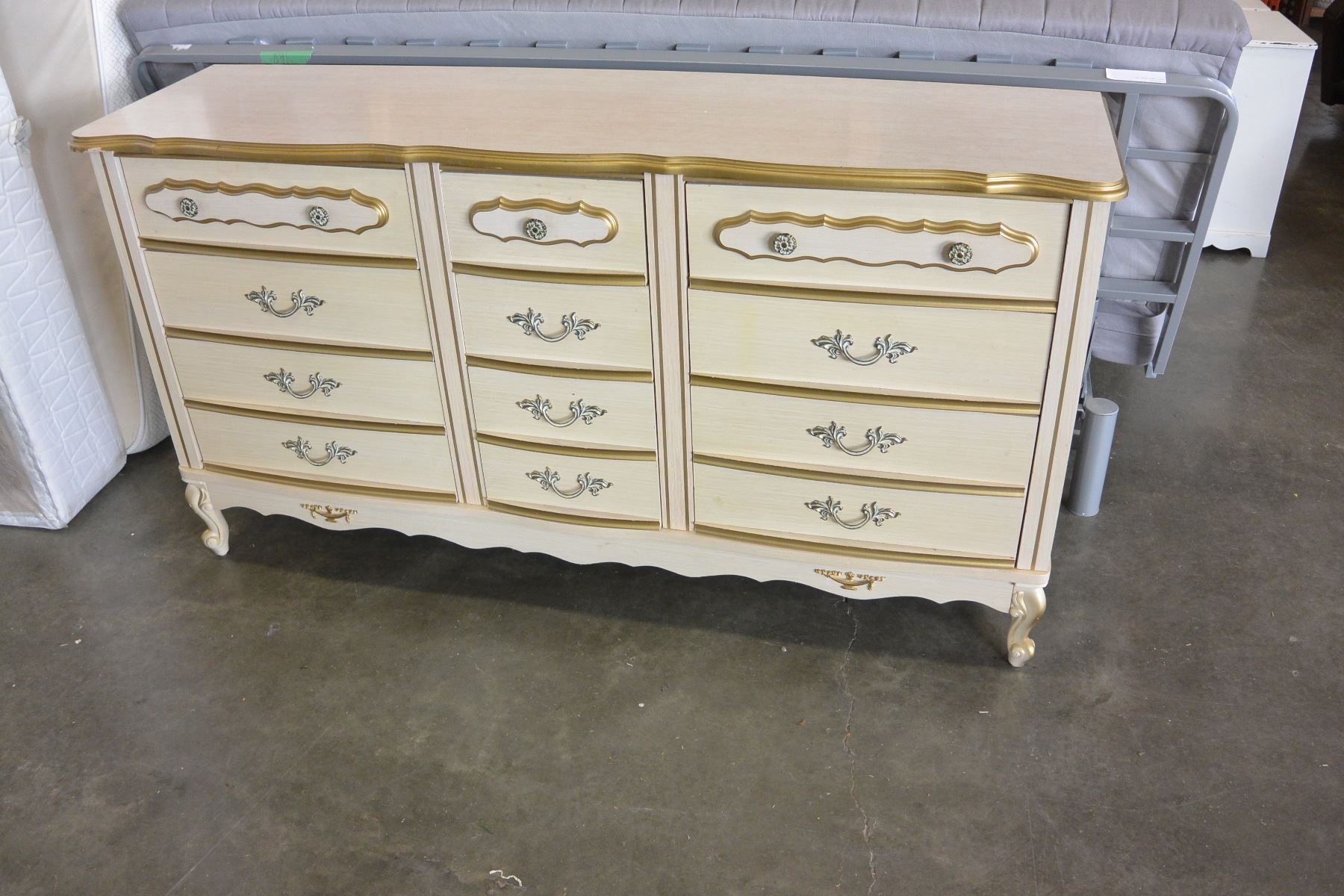 French Provincial 9 Drawer Dresser With Mirror
