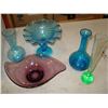 Image 2 : LOT OF COLORED GLASS VASES DISHES AND GLASSES
