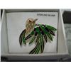 Image 2 : STERLING SILVER ENAMEL ENAMEL AND CUBIC ZIRCONIA BIRD BROOCH WITH APPRAISEL $600.00