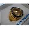 Image 2 : STERLING SILVER GOLD PLATED GENUINE LEMON QUARTZ AND BLACK SPINEL COCKTAIL RING WITH APPRAISEL $1000
