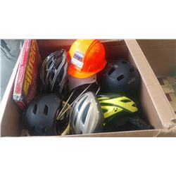 BOX OF BIKE HELMETS AND LOST PROPERTY ITEMS