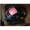 Image 2 : BOX OF BIKE HELMETS SPORTS PADS AND LOST PROPERTY ITEMS