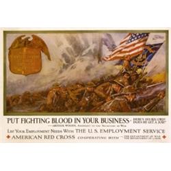 001 VINTAGE ORIGINAL US WW I Red Cross Poster STUNNING