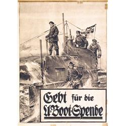 014 STUNNING ORIGINAL German WW I U-BOAT Poster Plakat