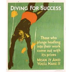 034 Old Mather Work Poster Diving for Success 1920s