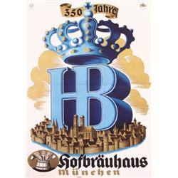 063 RARE Munich Beer Poster Plakat Hofbrau 1930