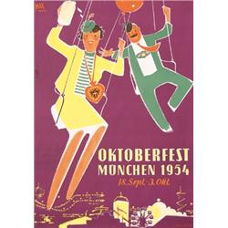 070 Group of 2 OLD  Oktoberfest Posters 1950s