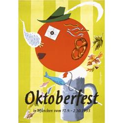 072 Group of 2 ORIGINAL  Oktoberfest Posters 1950s