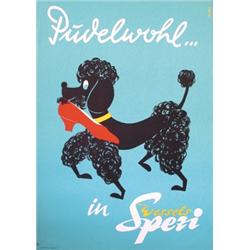 116 FUNNY OLD German Poodle Shoe Poster Plakat 1950s