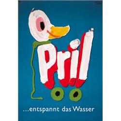 136 FUNNY Detergent Poster Plakat Herbert Leupin 1950s ORIGINAL