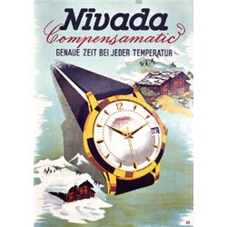 149 GERMAN WATCH Poster Plakat 1950s Nivada ORIGINAL