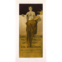 183 BEAUTIFUL OLD  Munich Art Exhibition Poster Plakat 1900