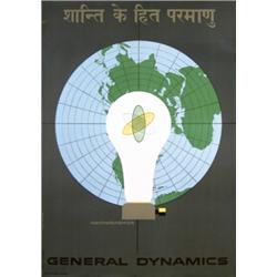 225 ORIGINAL General Dynamics Nitsche Lightbulb Poster 1950s