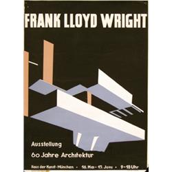 235 ORIGINAL VINTAGE Frank Loyd Wright Design Poster 1950s