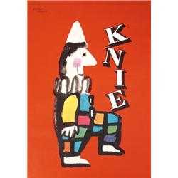 237 ORIGINAL Herbert Leupin Knie Circus Poster Clown 1950s