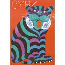 247 ORIGINAL Polish Cyrk Poster 1970s Famous Tiger 