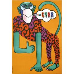 248 ORIGINAL Polish Cyrk Poster 1970s First Ed. Monkey Hilscher