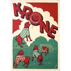 249 ORIGINAL VINTAGE Bulldog Soccer Poster 1930s GREAT