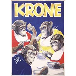 251 Group of 2 VINTAGE CIRCUS Posters Monkeys 1950s