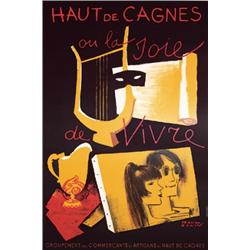 256 ORIGINAL VINTAGE Paul Colin Poster Haut de Cagnes