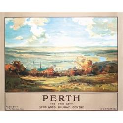 288 ORIGINAL BRITISH RAIL Poster Perth Scotland 1940s VINTAGE