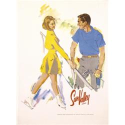 300 ORIGINAL VINTAGE Sun Valley Travel Poster 1950s WILLMARTH