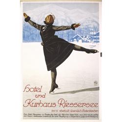 301 ORIGINAL VINTAGE Ice Skating Dancing Poster Plakat 1930s