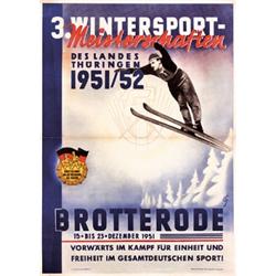 304 Group of 2 VINTAGE SKI CHAMPIONSHIP Posters 1950s 