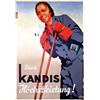 Image 1 : 306 ORIGINAL VINTAGE German Ski Poster Kandis 1930s