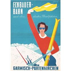 307 ORIGINAL VINTAGE German Ski Poster Plakat 1950s