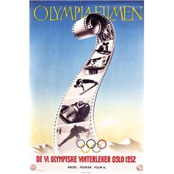 317 ORIGINAL VINTAGE Olympic Winter Games 1952 Film Poster 