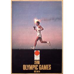 319 RARE Olympic Games Tokyo 1964 Poster RUNNER Kamekura