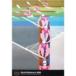 321 ORIGINAL Olympic Games Poster Los Angeles Rowing