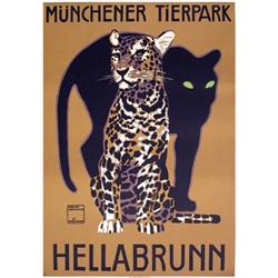 326 ORIGINAL German Zoo Poster Leopards Ludwig Hohlwein