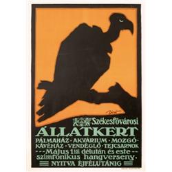 328 ORIGINAL Zoo Poster Hungary Biro Vulture 1910s GREAT
