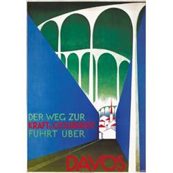 331 BEAUTIFUL Swiss Travel Poster 1930s Davos Plakat MORACH