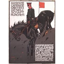 332 ORIGINAL LUDWIG HOHLWEIN Horse Jump Poster 1900s