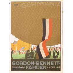 333 ORIGINAL Gorden-Bennett Balloon Aviation Poster 1910s RARE! 