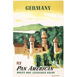 339 ORIGINAL VINTAGE Pan American Travel Poster 1940s Kauffer