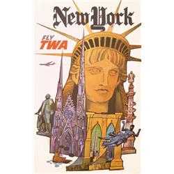 345 ORIGINAL TWA Airlines Poster DAVID KLEIN New York 1960s