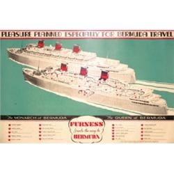 368 VINTAGE Steamship Poster Furness Bermuda Cutaway 1940s